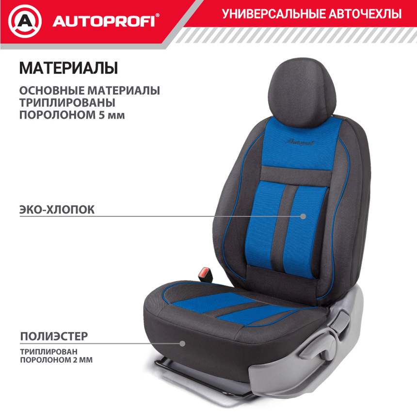 Чехлы на передние сиденья CUSHION COMFORT, материал хлопок CUS-0405 BK/BL