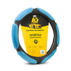 Спонжевая оплётка на руль Car Performance, алькантара/экокожа CP-5026 BK/BL (M)