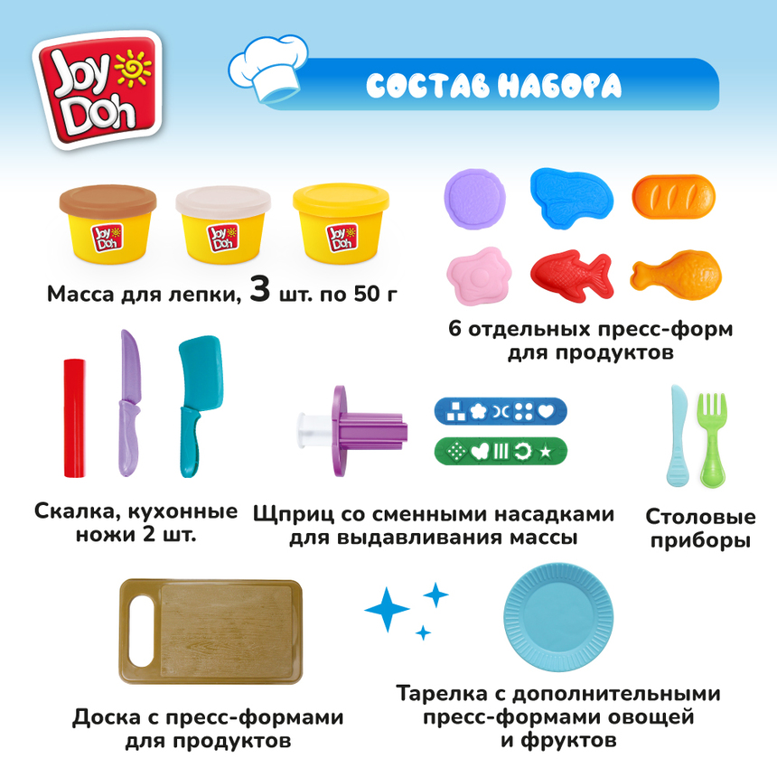 Масса для лепки Joy-Doh, набор ОБЕД НА ВСЮ СЕМЬЮ MEAL-150 pot