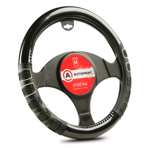 Оплётка руля AUTOPROFI экокожа AP-2051 BK/GY (M)