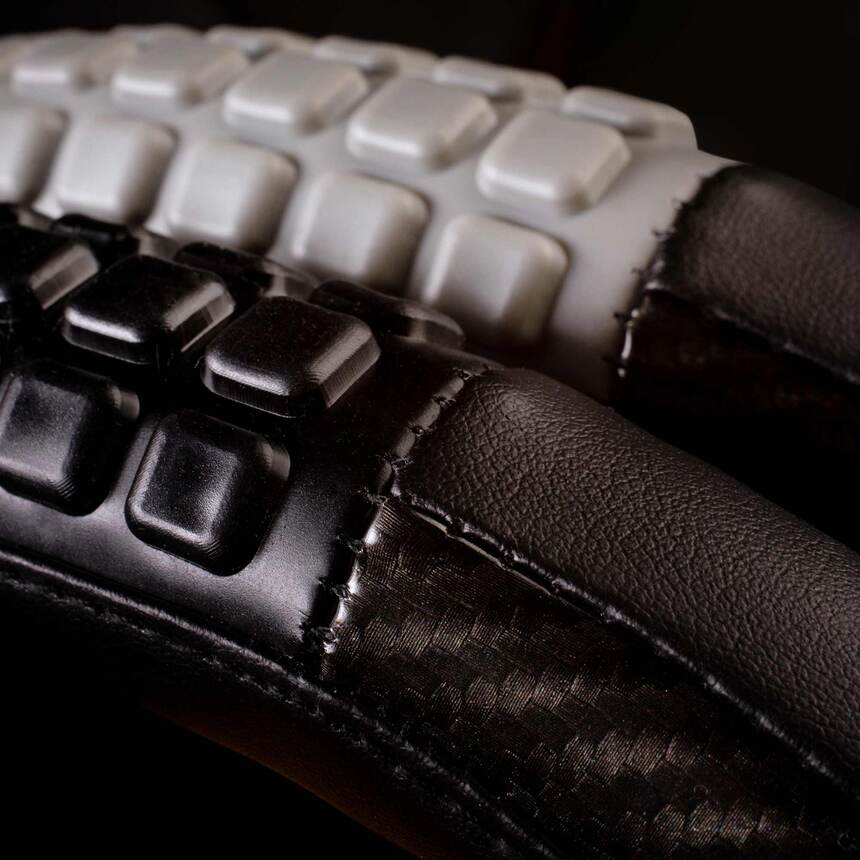 Кожаная оплётка на руль Car Performance со вставками CP-2060 BK/GY (M)