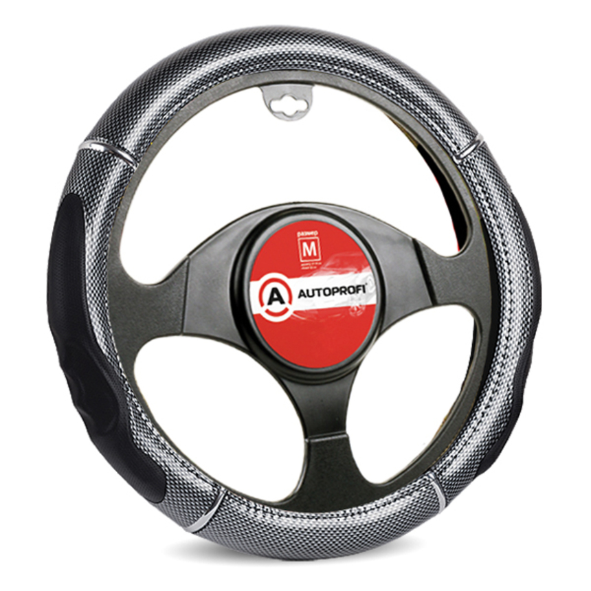 Оплетка руля с гелевым наполнителем AUTOPROFI GL-1025 CARBON (M)