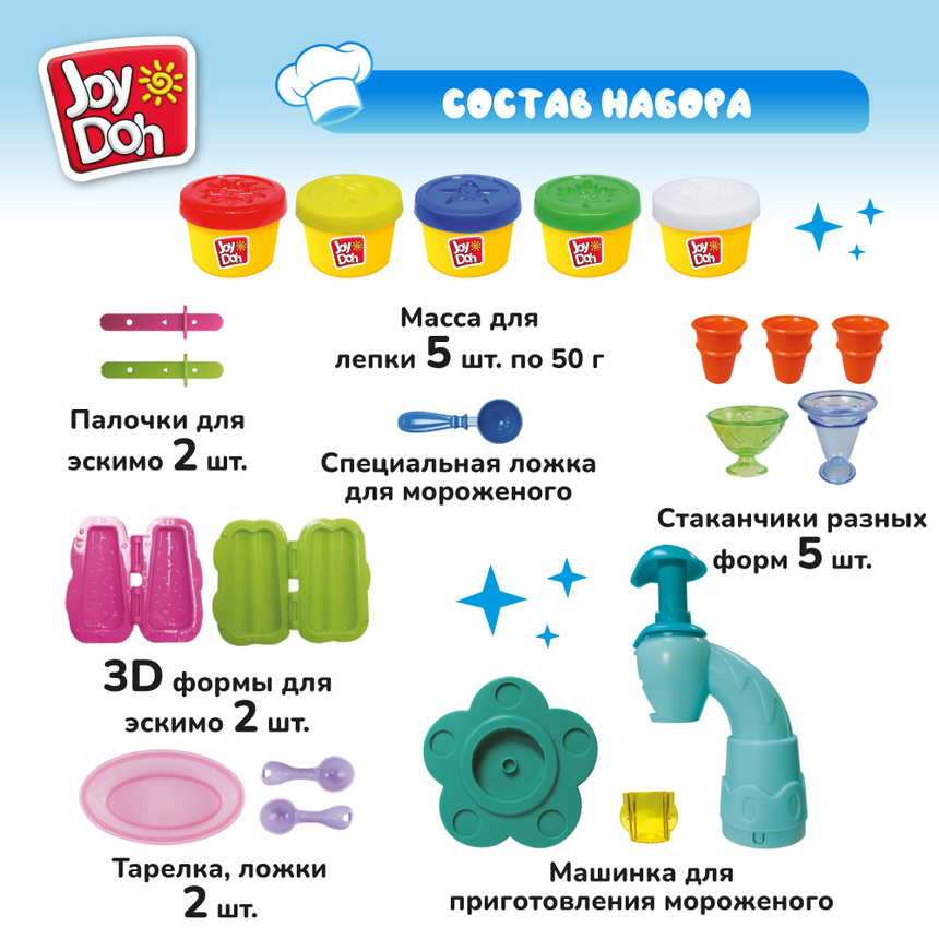Масса для лепки Joy Doh, набор ФАБРИКА МОРОЖЕНОГО ICEC-250 pot