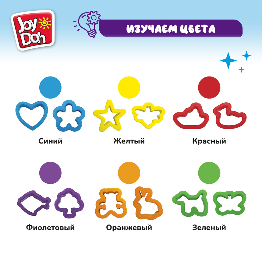 Масса для лепки Joy-Doh, набор ИЗУЧАЕМ ЦВЕТА И ФОРМЫ COOK-200 bag