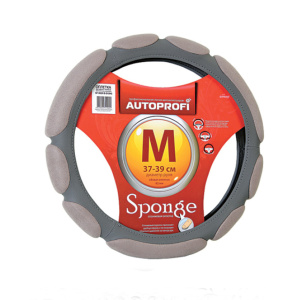 Спонжевая оплетка руля AUTOPROFI SP-9029 D.GY (M)