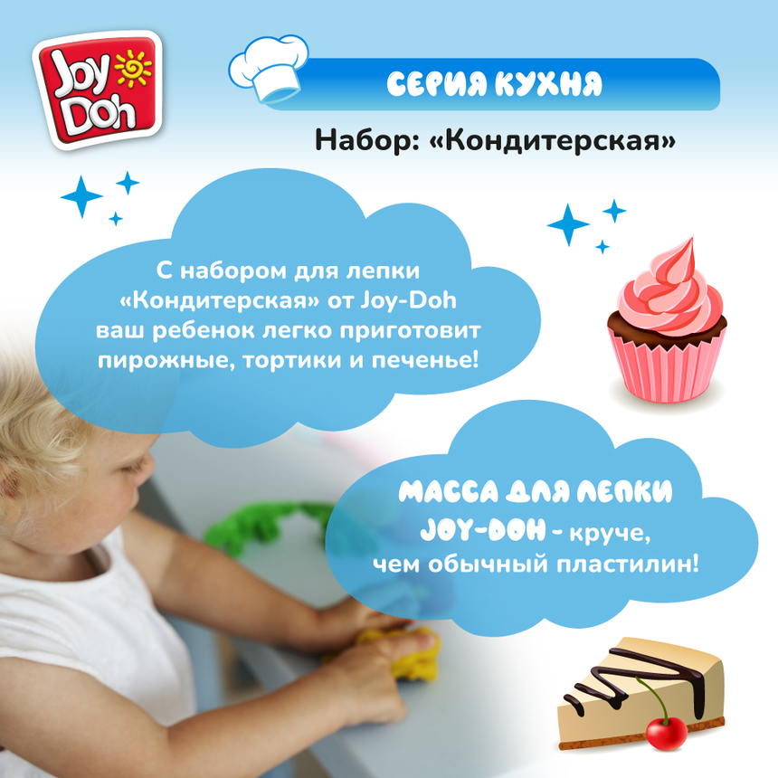 Масса для лепки Joy-Doh, набор КОНДИТЕРСКАЯ CAKE-224 pot